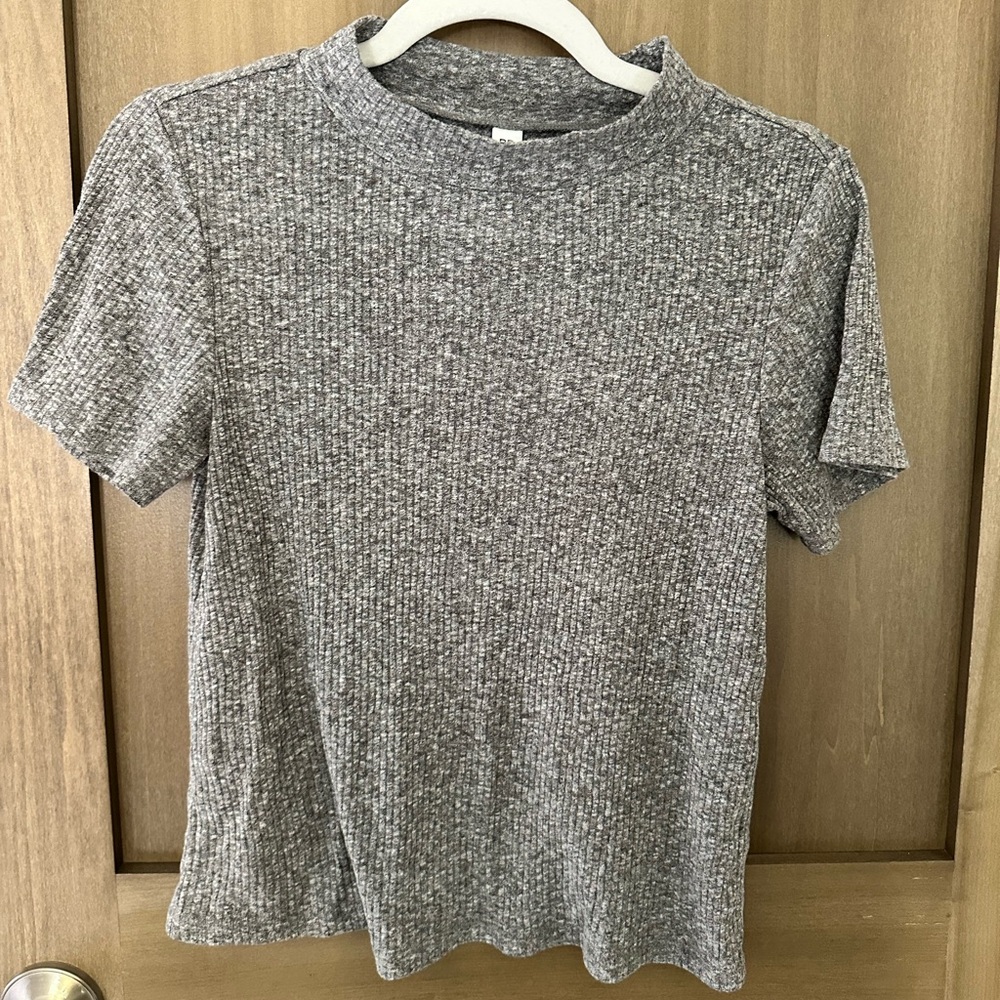 BP Gray Fitted Ribbed Short Sleeve T-Shirt